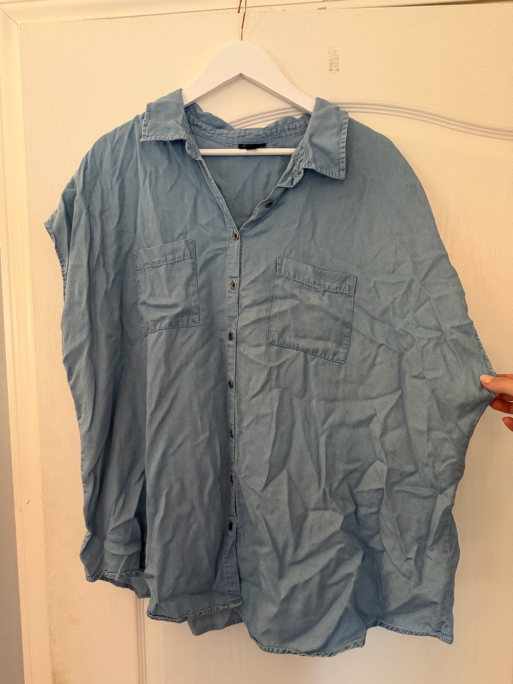 torrid Light Blue Denim Button-Up Blouse